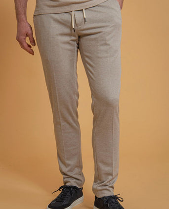 Suitable pantalon jersey pied de poule beige | Slim-fit