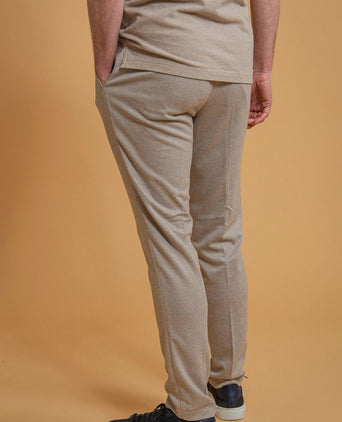 Suitable pantalon jersey pied de poule beige | Slim-fit