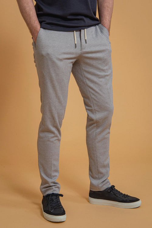 Suitable pantalon jersey pied de poule grijs | Slim-fit