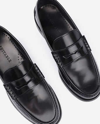 Penny loafers leer zwart
