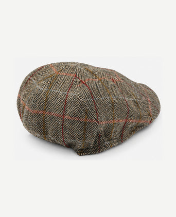 Flat cap wool check groen