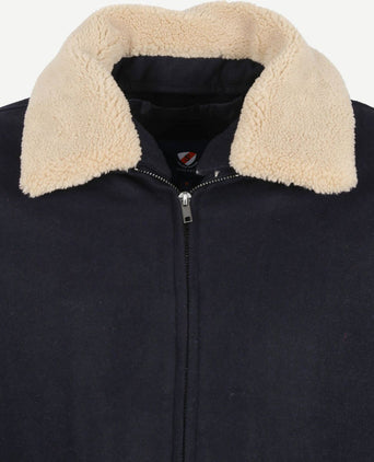 Suitable pilot jas melton wol donkerblauw