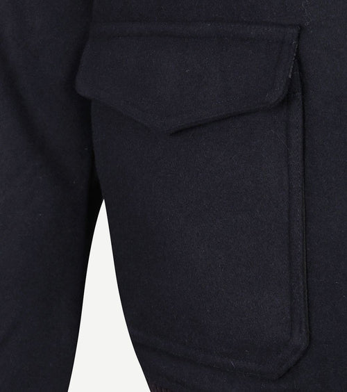 Suitable pilot jas melton wol donkerblauw