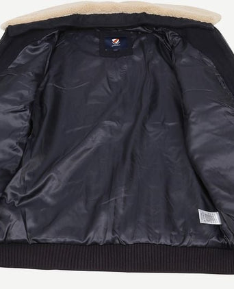 Suitable pilot jas melton wol donkerblauw