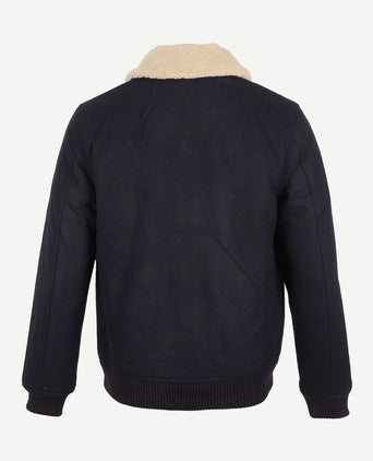 Suitable pilot jas melton wol donkerblauw
