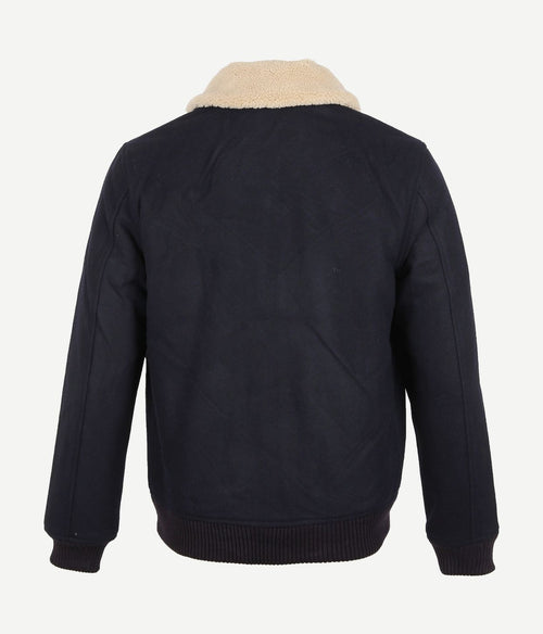 Suitable pilot jas melton wol donkerblauw