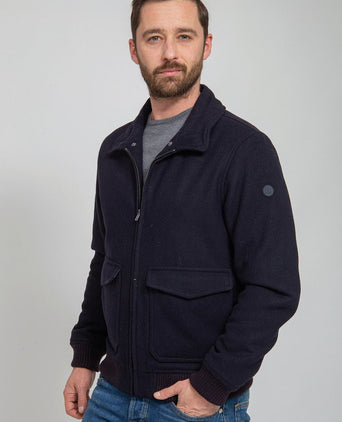 Suitable pilot jas melton wol donkerblauw
