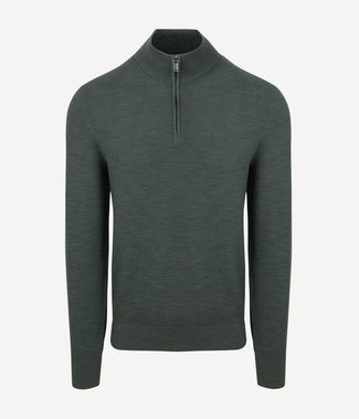 Suitable pine knit halve rits trui groen | Slim-fit Suitable pine knit halve rits trui groen | Slim-fit
