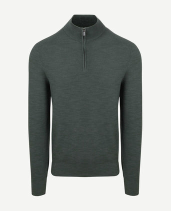 Suitable pine knit halve rits trui groen | Slim-fit