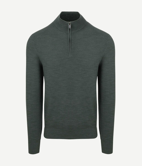 Suitable pine knit halve rits trui groen | Slim-fit