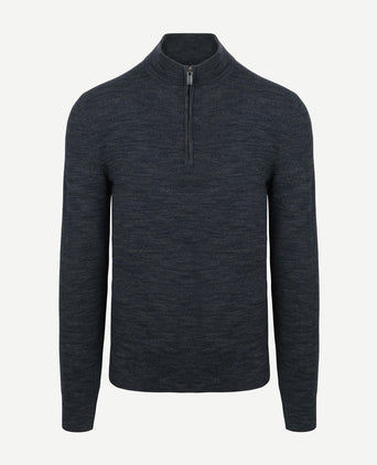 Suitable pine knit halve rits trui donkerblauw | Slim-fit