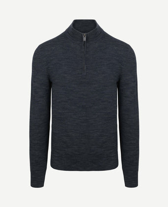 Pine knit halve rits trui donkerblauw