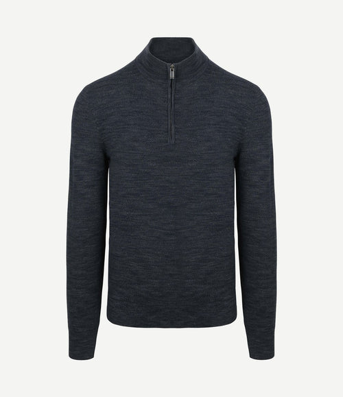 Pine knit halve rits trui donkerblauw