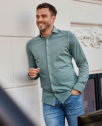 Suitable piqué overhemd groen