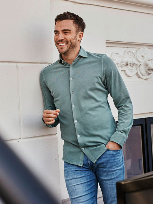 Suitable piqué overhemd groen