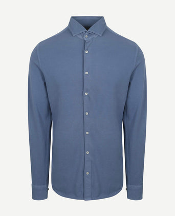 Piqué overhemd jeans blauw