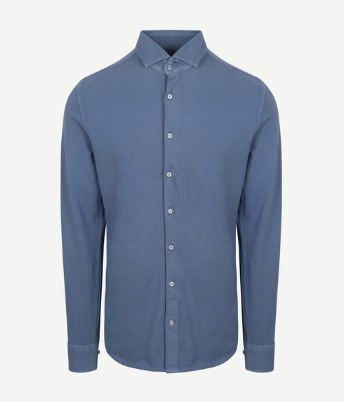 Piqué overhemd jeans blauw