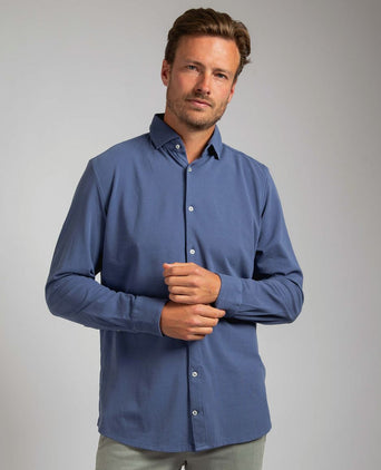 Suitable piqué overhemd jeans blauw