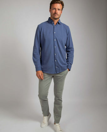 Piqué overhemd jeans blauw