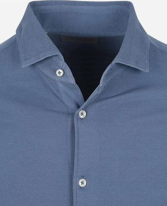 Piqué overhemd jeans blauw