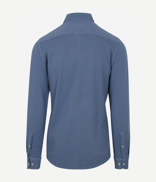 Piqué overhemd jeans blauw
