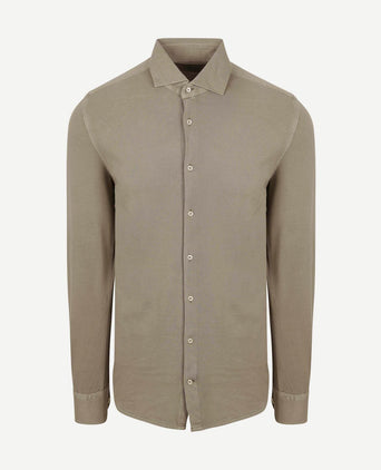 Suitable piqué overhemd taupe