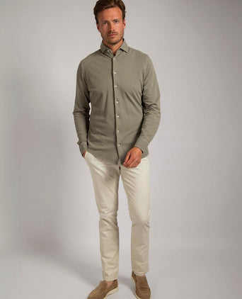 Suitable piqué overhemd taupe