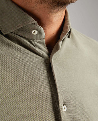 Suitable piqué overhemd taupe