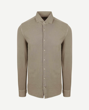 Piqué overhemd taupe