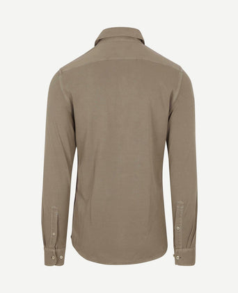 Piqué overhemd taupe