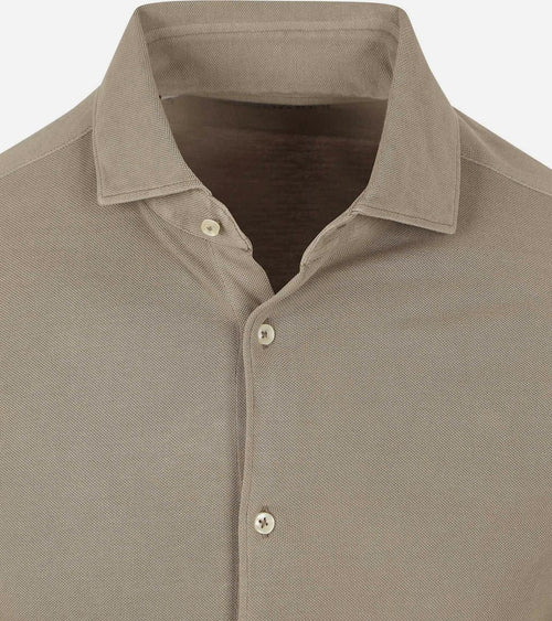 Suitable piqué overhemd taupe