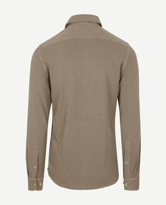 Suitable piqué overhemd taupe