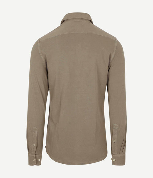 Suitable piqué overhemd taupe