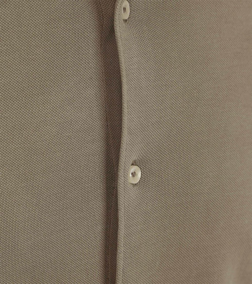 Suitable piqué overhemd taupe