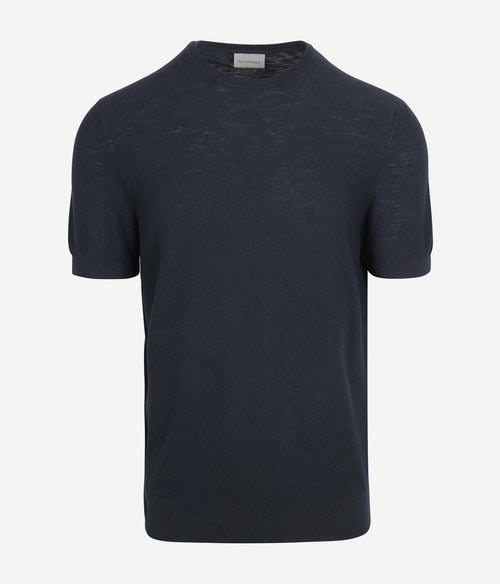 Suitable piqué t-shirt linnen donkerblauw