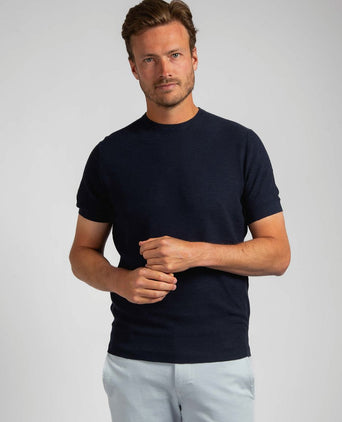 Suitable piqué t-shirt linnen donkerblauw