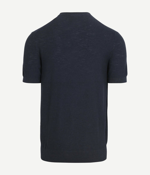 Suitable piqué t-shirt linnen donkerblauw