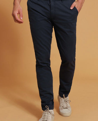 Suitable Plato chino donkerblauw | Slim-fit