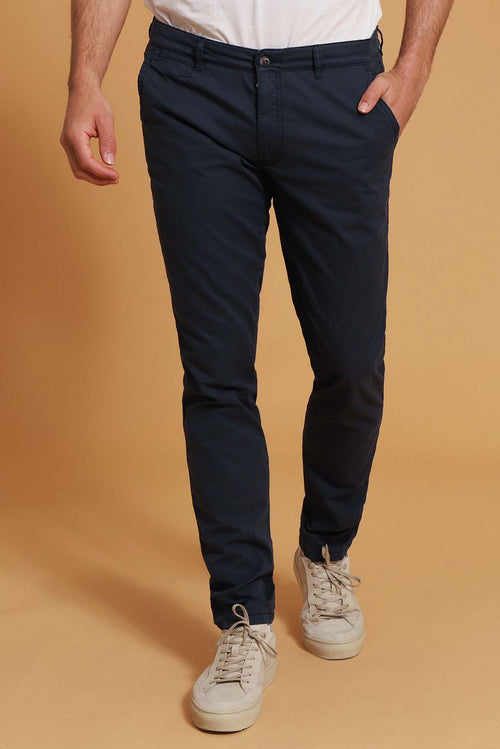 Suitable Plato chino donkerblauw | Slim-fit