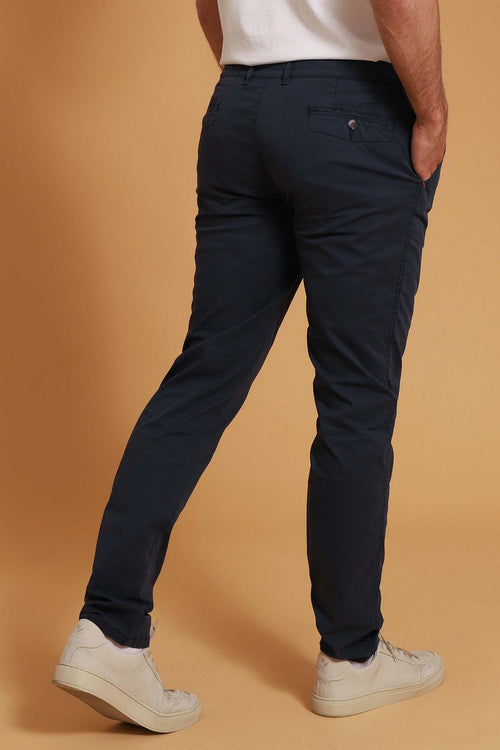 Suitable Plato chino donkerblauw | Slim-fit