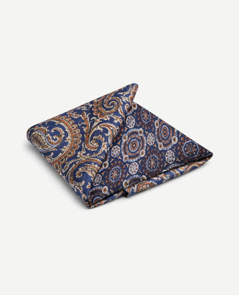 Pochet reversible bruin op donkerblauw