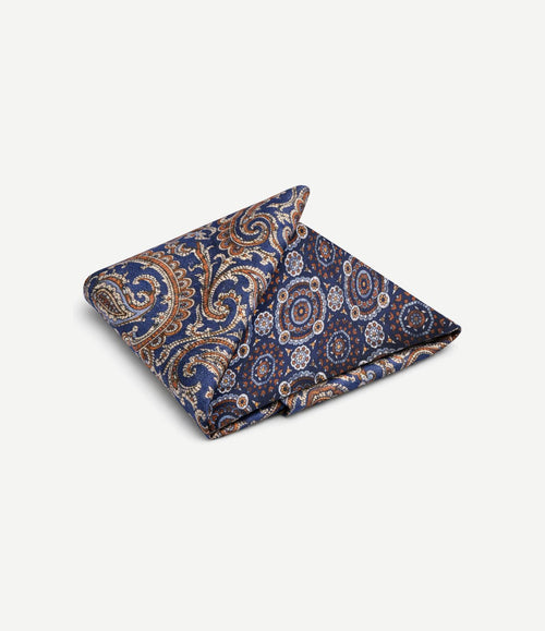 Pochet reversible bruin op donkerblauw