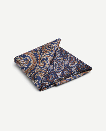 Pochet reversible bruin op donkerblauw