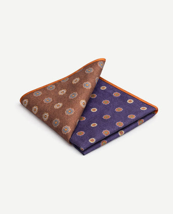 Pochet reversible dots donkerblauw en bruin
