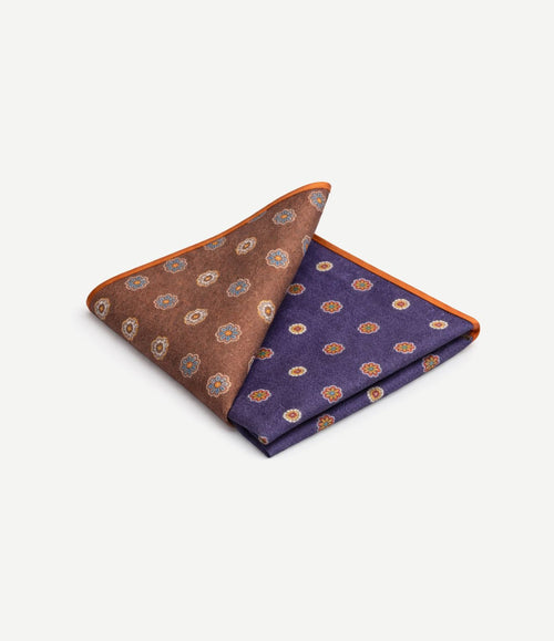 Pochet reversible dots donkerblauw en bruin
