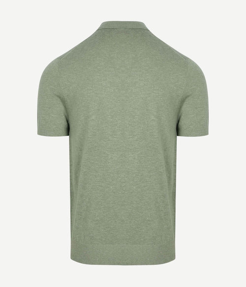 Knitted polo cotton linen groen