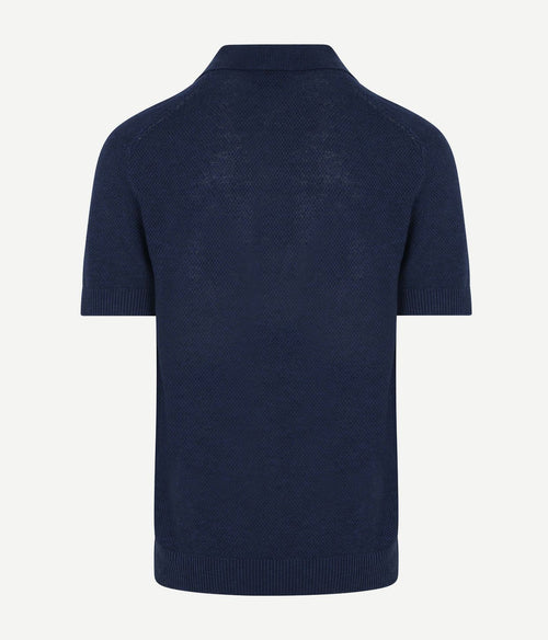 Polo riva bean linen cotton donkerblauw