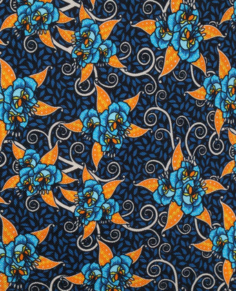 Polo bloemen donkerblauw