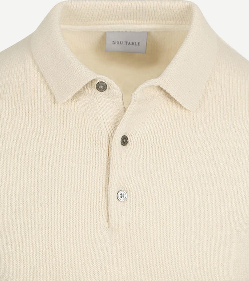 Heavy knitted polo raw ecru