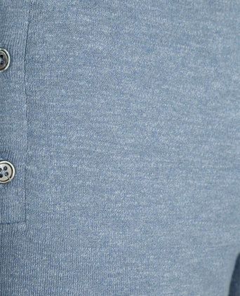 Knitted polo cotton linen blauw